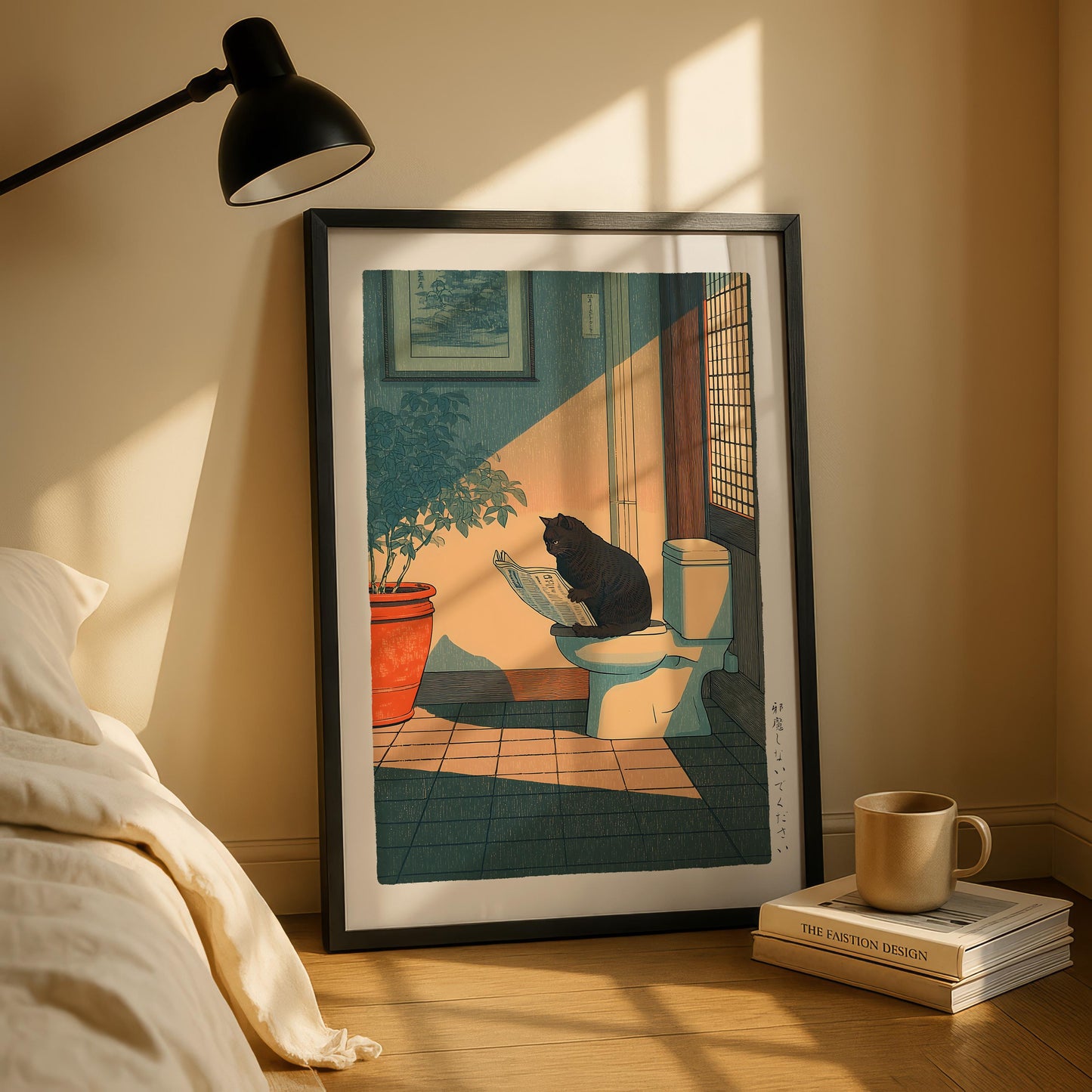Japanese Cat Bathroom Print