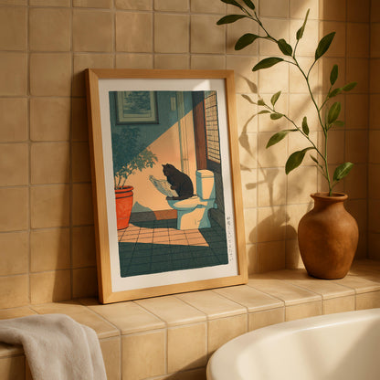 Japanese Cat Bathroom Print