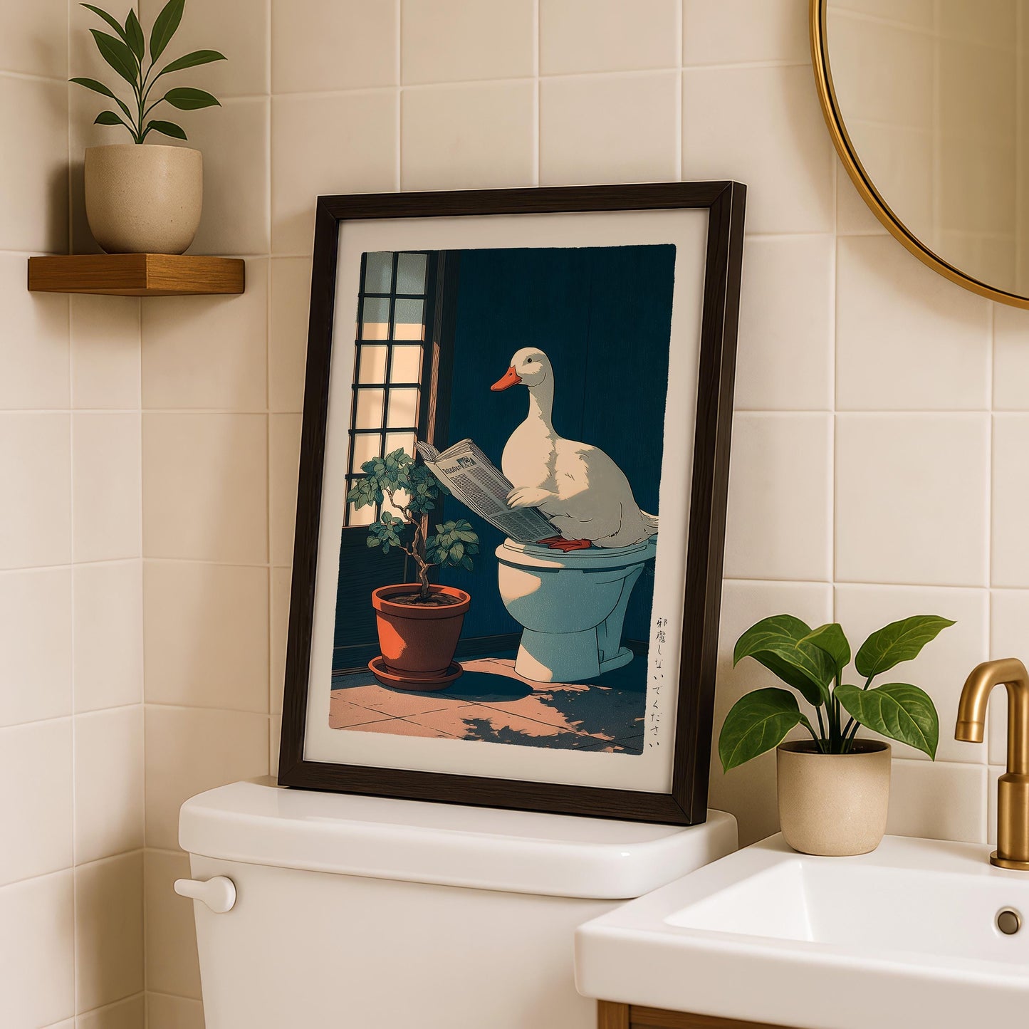 Japanese Duck Bathroom Print