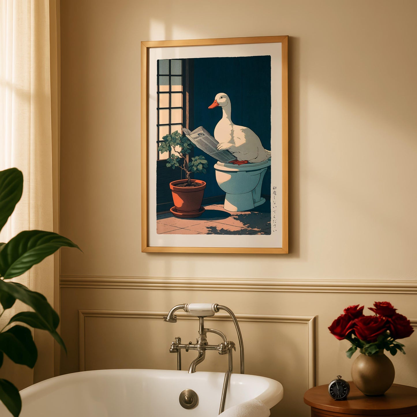 Japanese Duck Bathroom Print