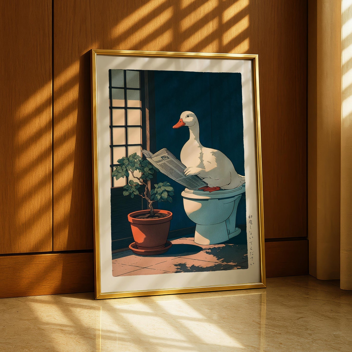 Japanese Duck Bathroom Print