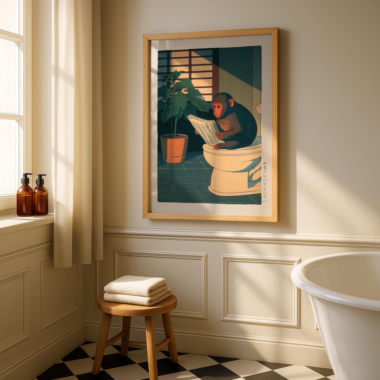 Japanese Monkey Bathroom Print