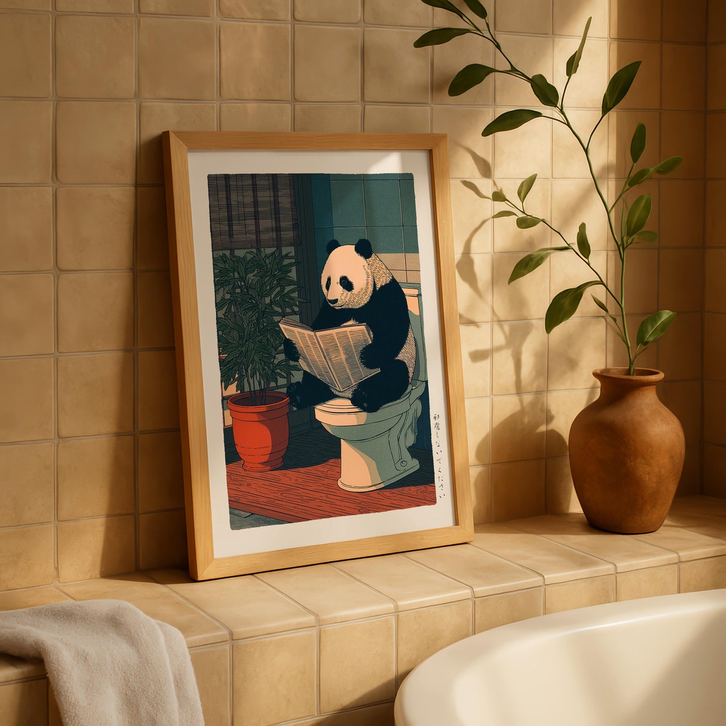 Japanese Panda Bathroom Print