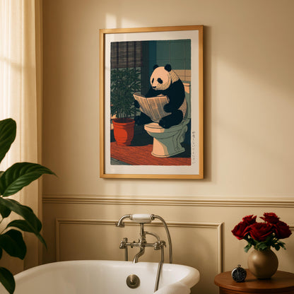 Japanese Panda Bathroom Print