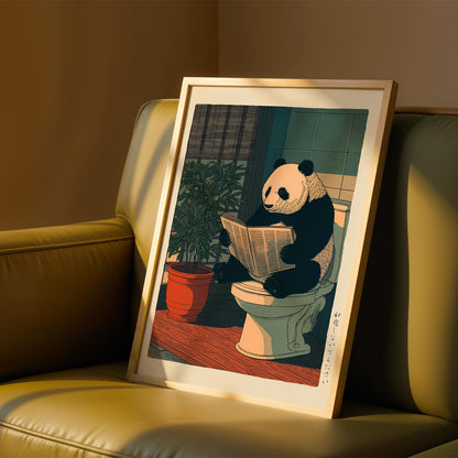 Japanese Panda Bathroom Print