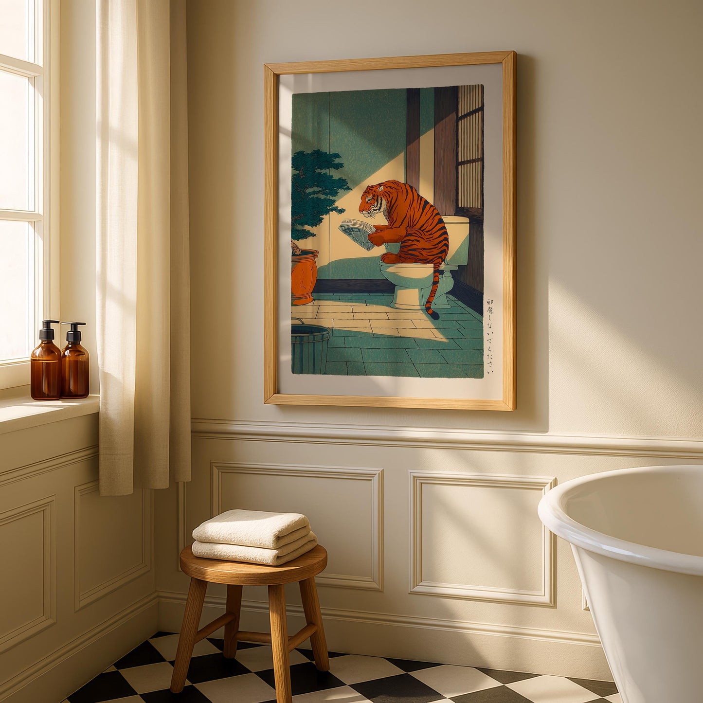 Japanese Tiger Bathroom Print