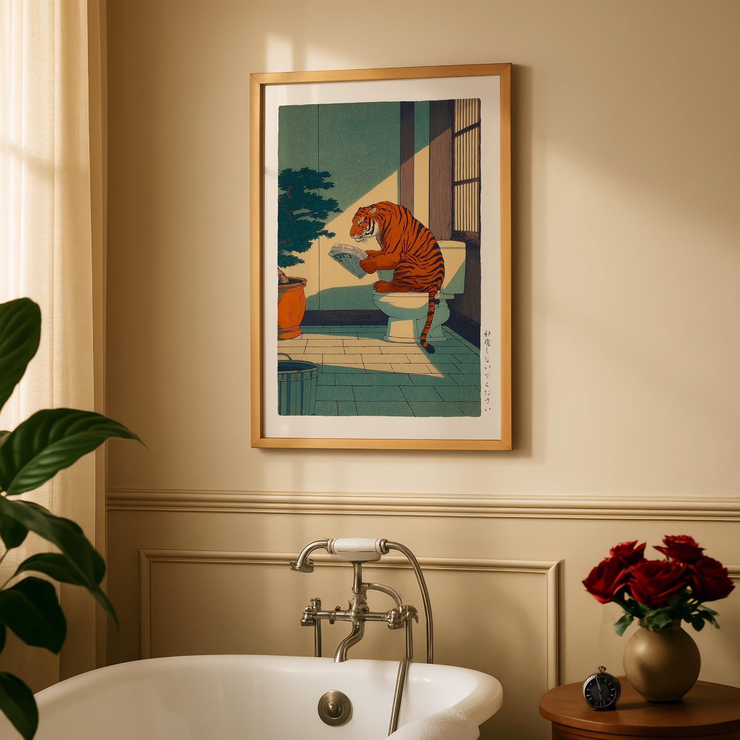 Japanese Tiger Bathroom Print