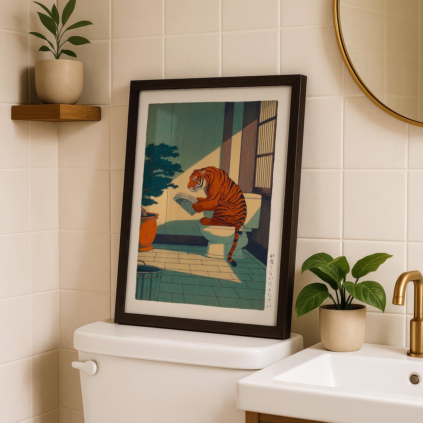 Japanese Tiger Bathroom Print