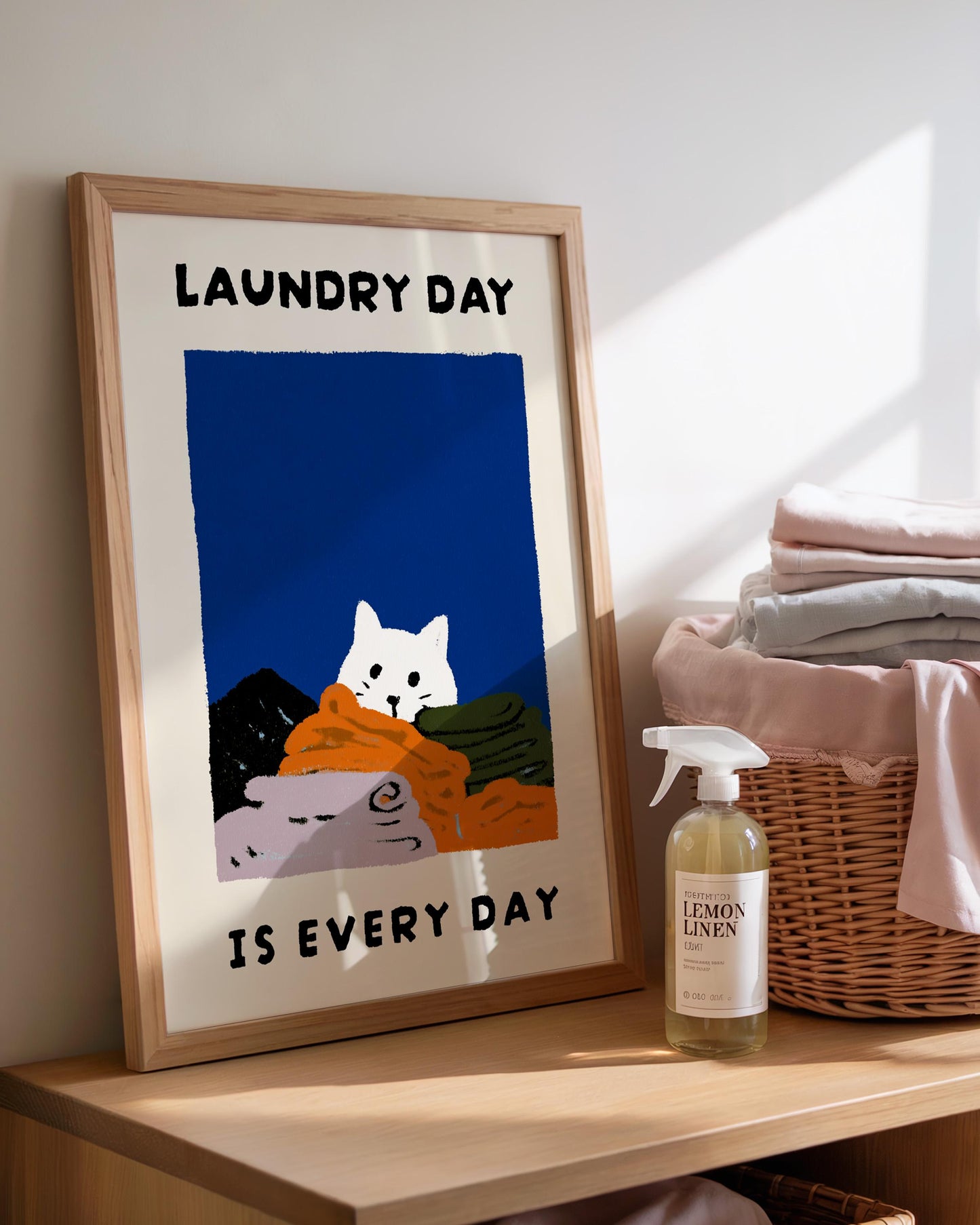Laundry Room Cat Print - "Laundry Day is Every Day"