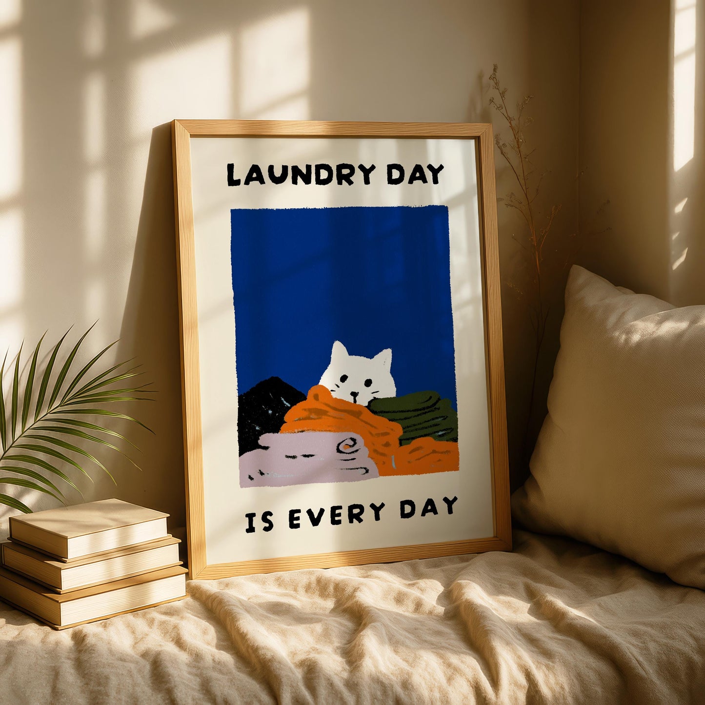 Laundry Room Cat Print - "Laundry Day is Every Day"