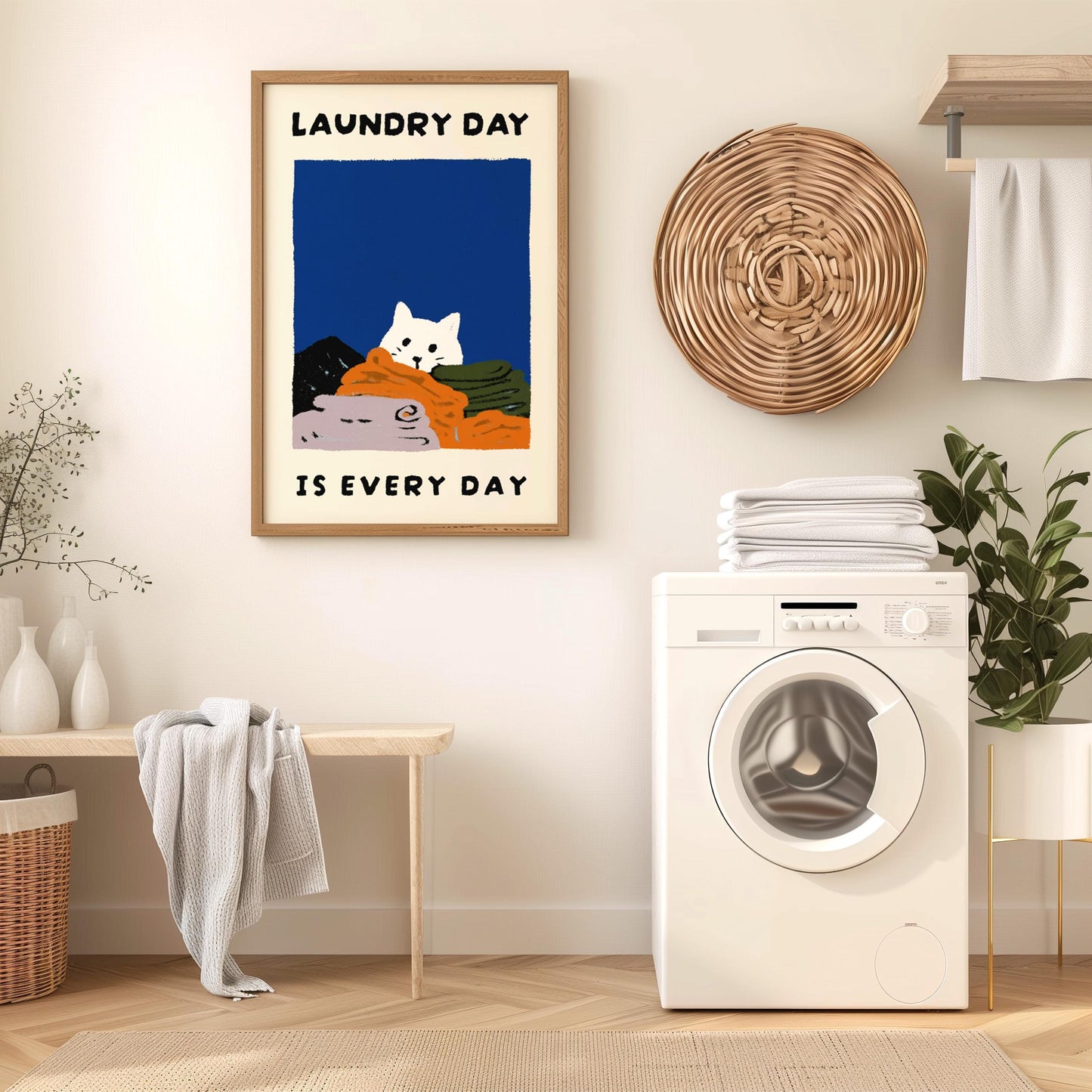 Laundry Room Cat Print - "Laundry Day is Every Day"