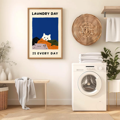 Laundry Room Cat Print - "Laundry Day is Every Day"