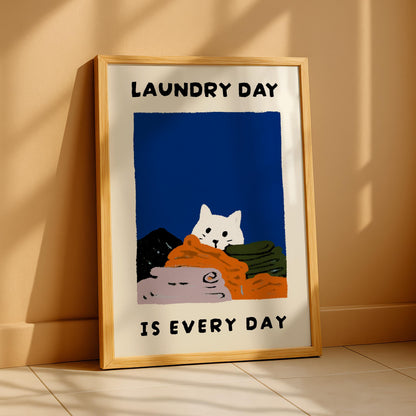 Laundry Room Cat Print - "Laundry Day is Every Day"