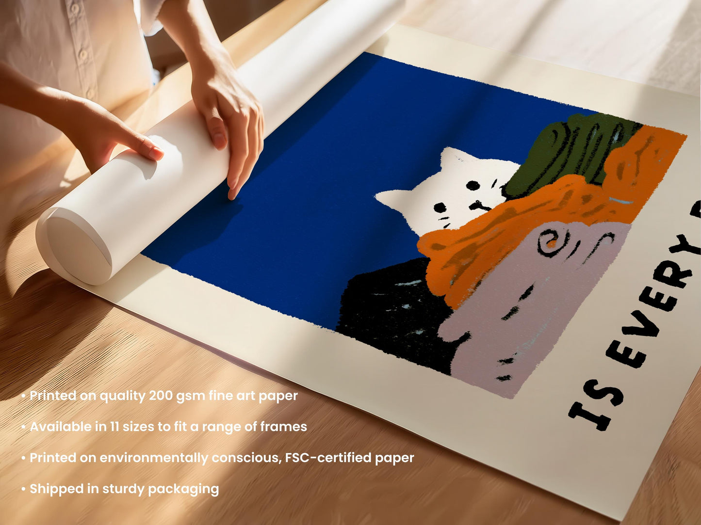 Laundry Room Cat Print - "Laundry Day is Every Day"
