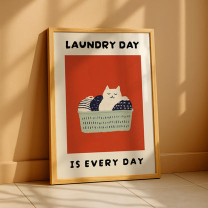 Laundry Room Cat Print – Red