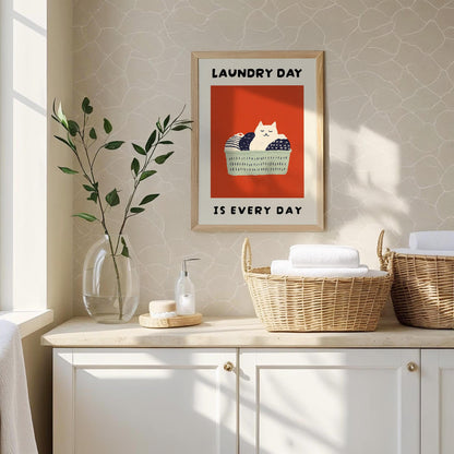 Laundry Room Cat Print – Red