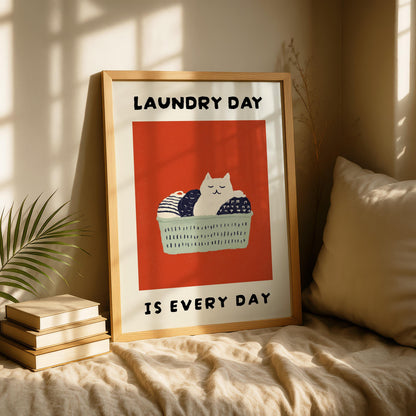 Laundry Room Cat Print – Red