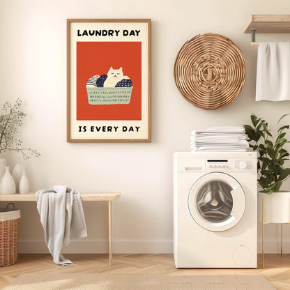 Laundry Room Cat Print – Red