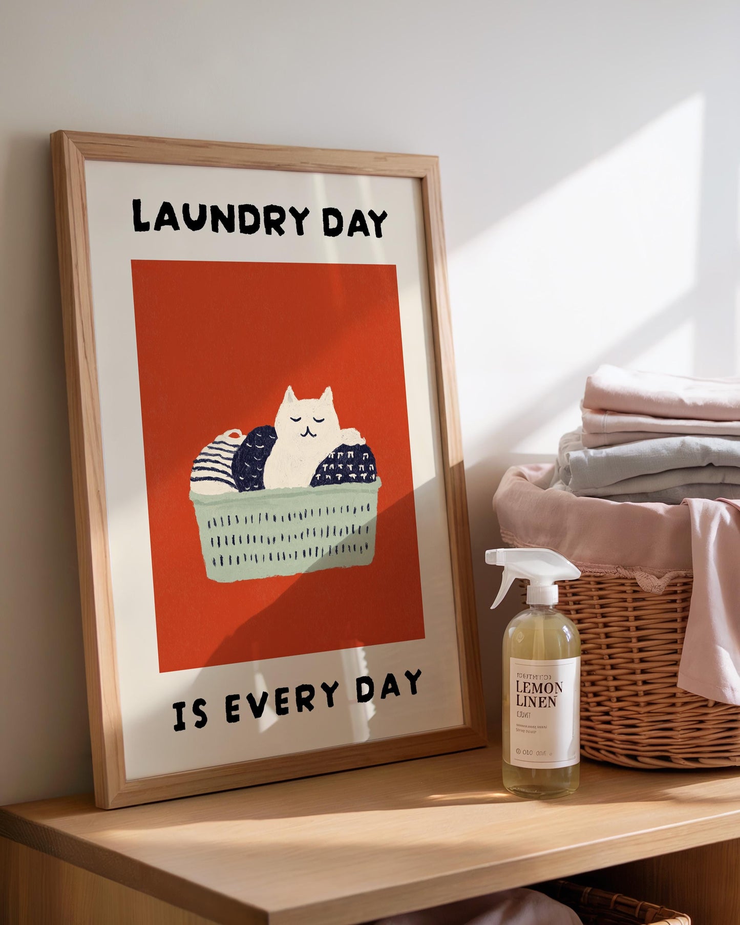 Laundry Room Cat Print – Red
