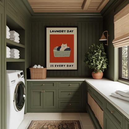 Laundry Room Cat Print – Red
