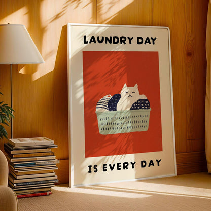 Laundry Room Cat Print – Red