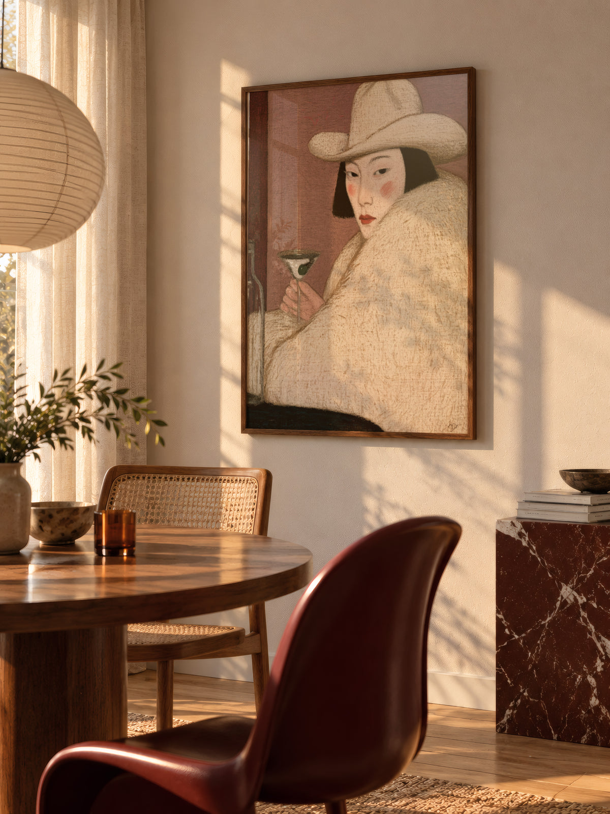 Martini Woman Fashion Print 003 Golden hour dining wall.jpg