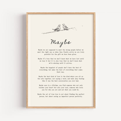 Romantic Poem Print - "Maybe"
