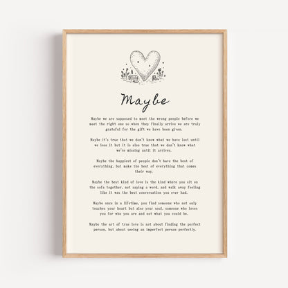 Romantic Poem Print - "Maybe"