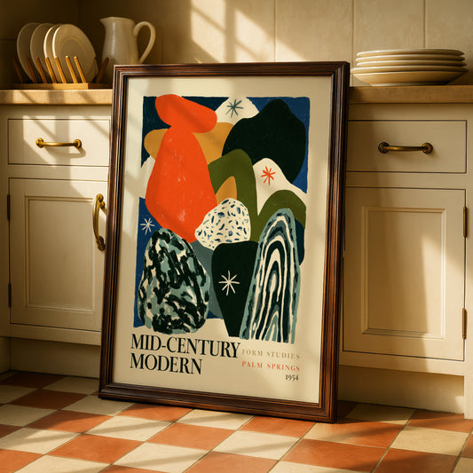 Mid-Century Modern Form Studies Print — Cobalt