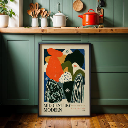 Mid-Century Modern Form Studies Print — Cobalt
