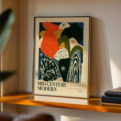 Mid-Century Modern Form Studies Print — Cobalt