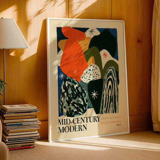 Mid-Century Modern Form Studies Print — Cobalt