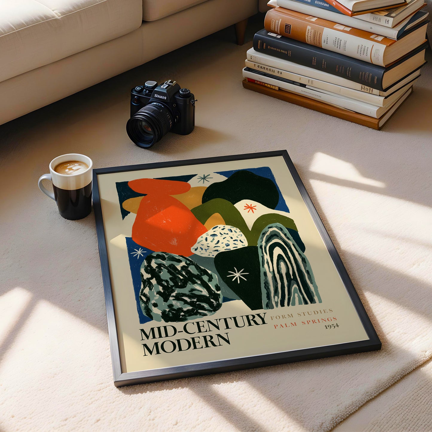 Mid-Century Modern Form Studies Print — Cobalt