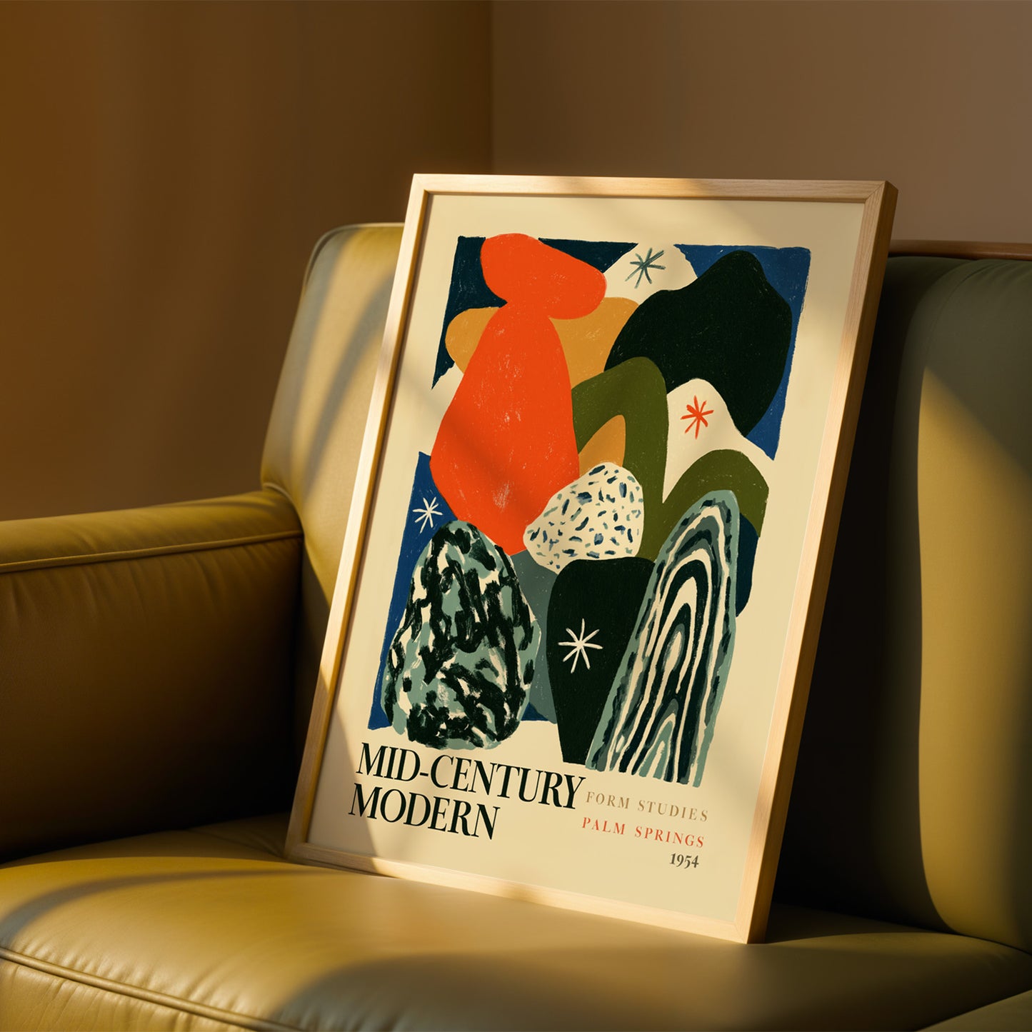 Mid-Century Modern Form Studies Print — Cobalt