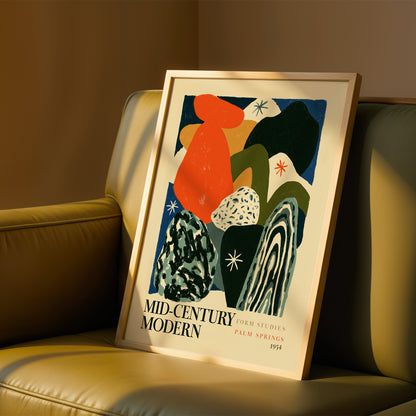 Mid-Century Modern Form Studies Print — Cobalt