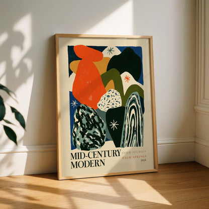 Mid-Century Modern Form Studies Print — Cobalt