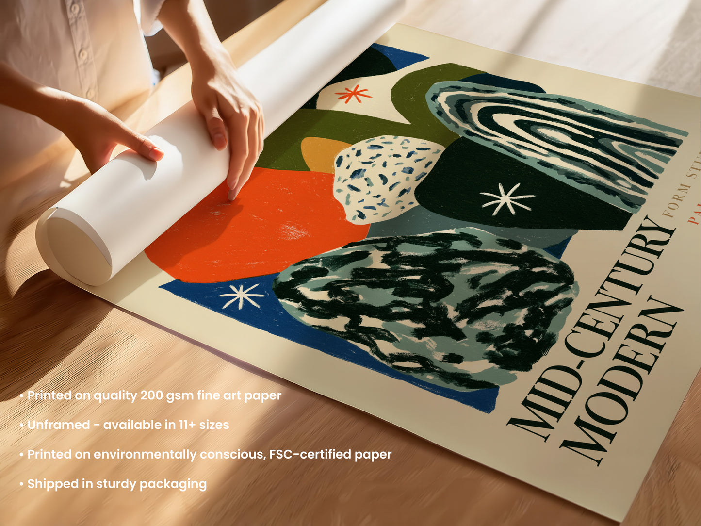 Mid-Century Modern Form Studies Print — Cobalt