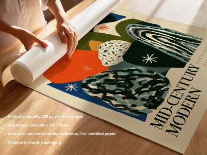 Mid-Century Modern Form Studies Print — Cobalt