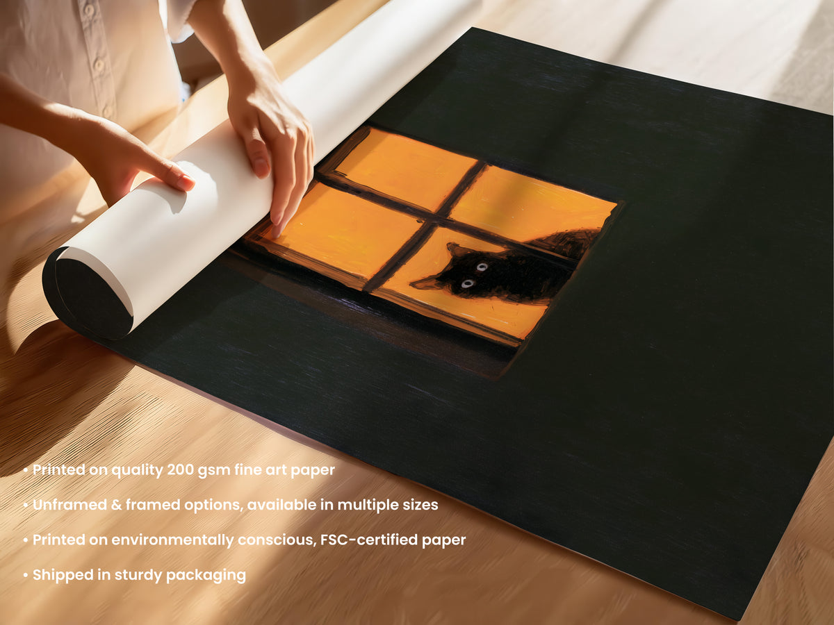 Midnight Green Window Cat Print Unframed (UF & F).jpg