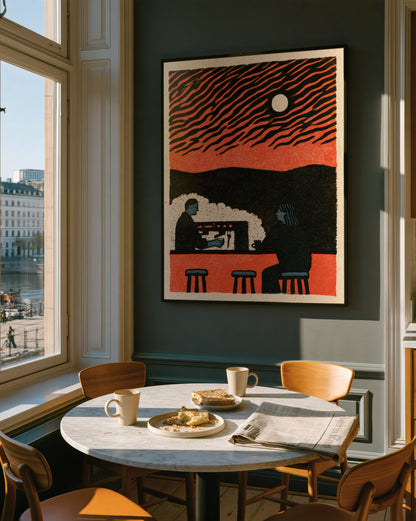 Moonlit Espresso Bar Print 002 Golden breakfast nook.jpg