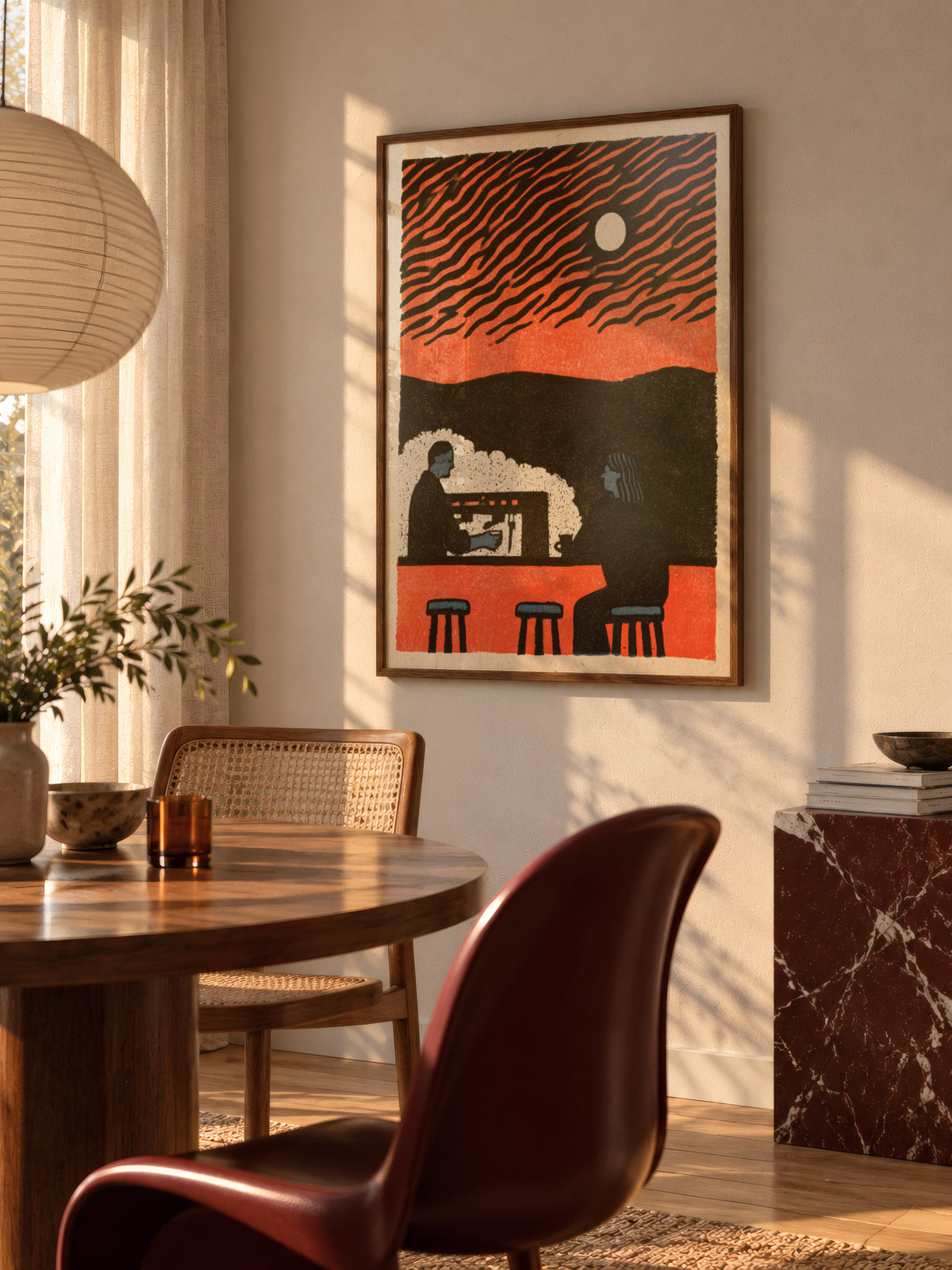 Moonlit Espresso Bar Print 003 Golden hour dining wall.jpg