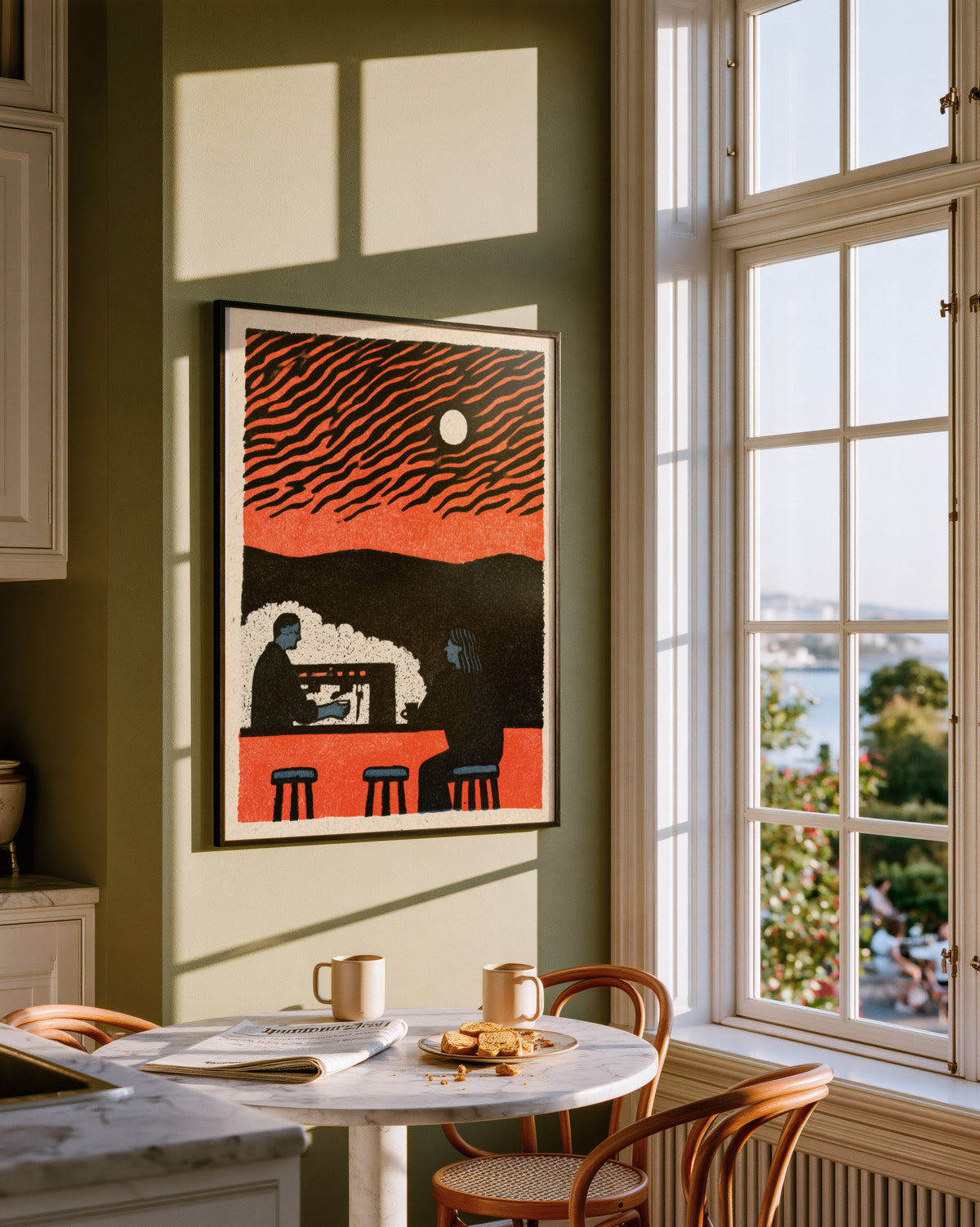 Moonlit Espresso Bar Print 004 Golden kitchen breakfast nook.jpg