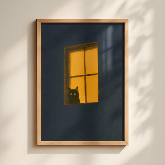 Navy Window Cat Print Framed-1-portrait-MASTER.jpg