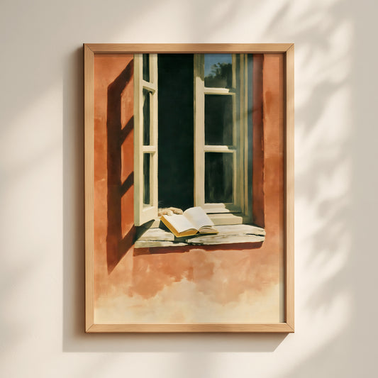Open Book In Window Print