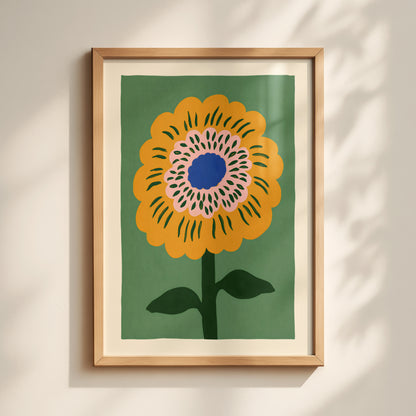 Orange Folk Flower Print