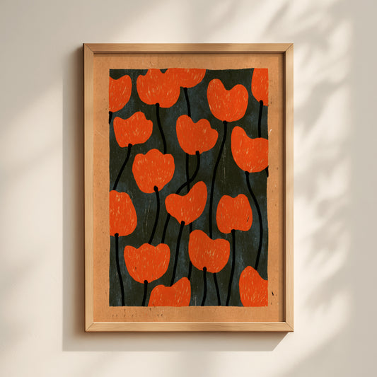 Orange Poppy Field Print