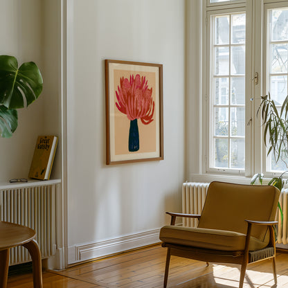 Pink Red Protea Flower Print