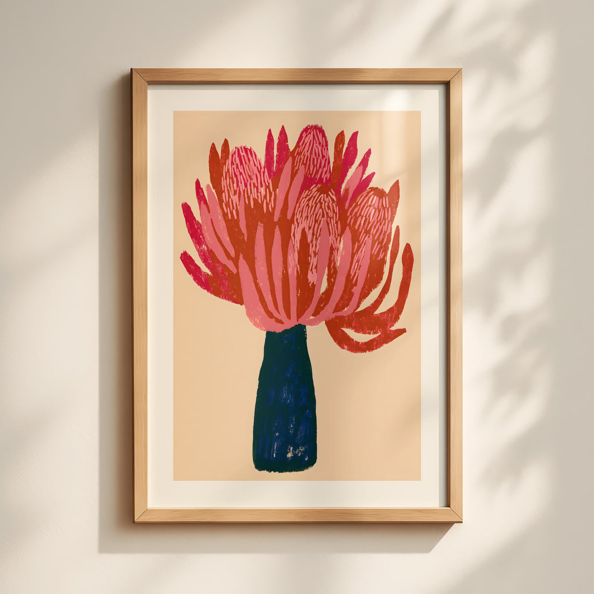 Pink Red Protea Flower Print