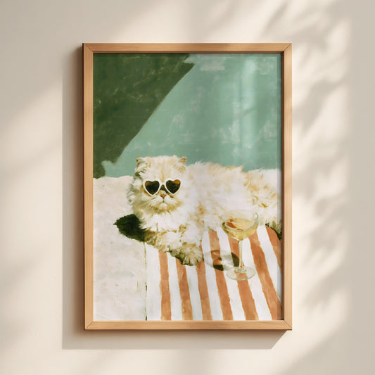 Poolside Cat Cocktail Print