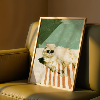 Poolside Cat Cocktail Print